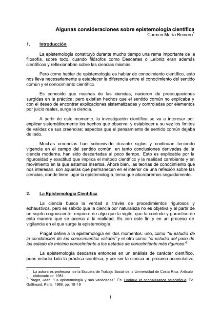 Algunas Consideraciones Sobre Epistemolog a Cient fica