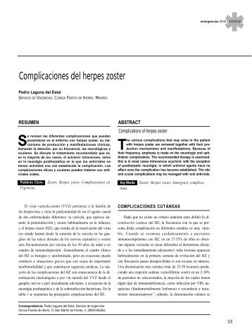 Complicaciones del herpes zoster - Semes