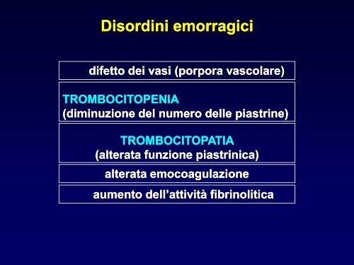 Disordini emorragici 1 - Facolta' di Medicina e Chirurgia - Chieti