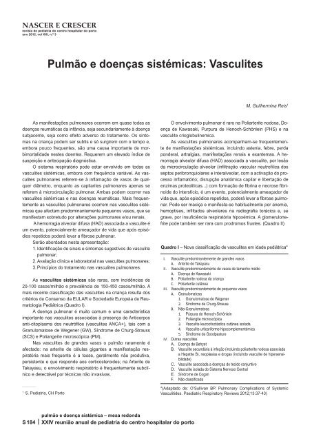 Pulmão e doenças sistémicas: Vasculites - Repositório Científico do ...