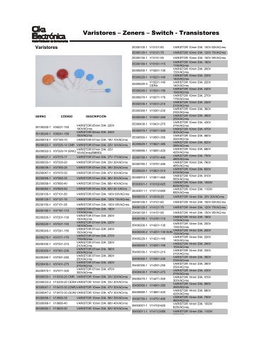 Varistores – Zeners – Switch - Transistores