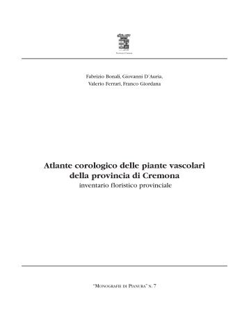 Atlante corologico delle piante vascolari della provincia di Cremona