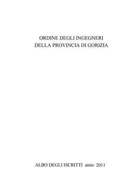 Albo copertina - Ordine degli Ingegneri della Provincia di Gorizia