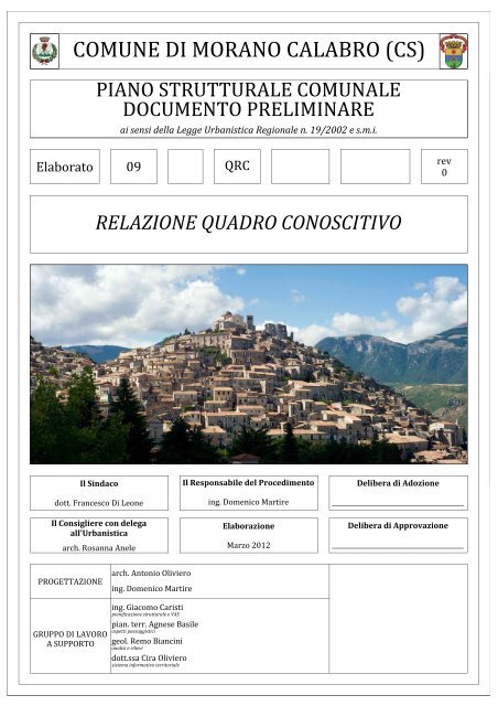 RQC - Relazione Quadro Conoscitivo - Comune di Morano Calabro