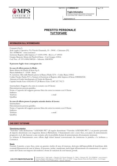 prestito personale tuttofare - Gruppo.mps.it - Banca Monte dei ...