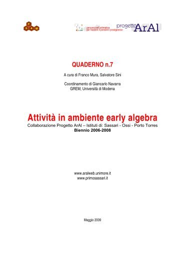 Attività in ambiente early algebra - Progetto ArAl