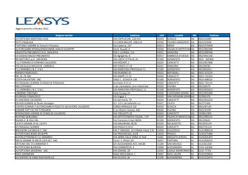 Aggiornamento a Ottobre 2012 AUTOFFICINA ... - Leasys S.p.A.