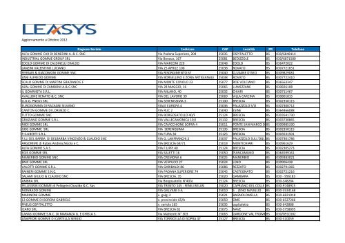 Aggiornamento a Ottobre 2012 AUTOFFICINA ... - Leasys S.p.A.