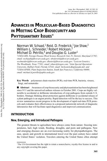 advances in molecular-based diagnostics in meeting crop - CATIR