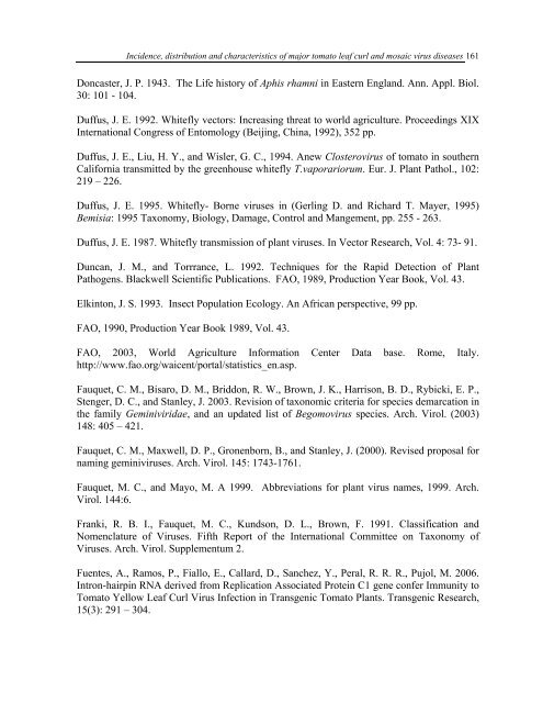 Incidence, Distribution and Characteristics of Major Tomato Leaf ...