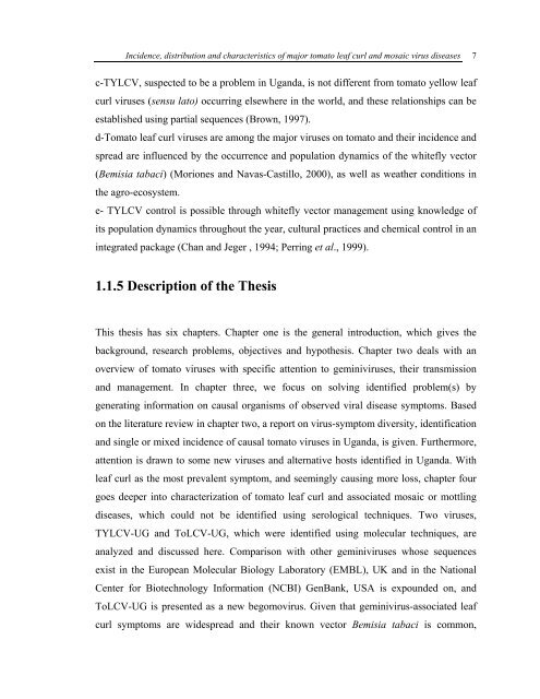 Incidence, Distribution and Characteristics of Major Tomato Leaf ...