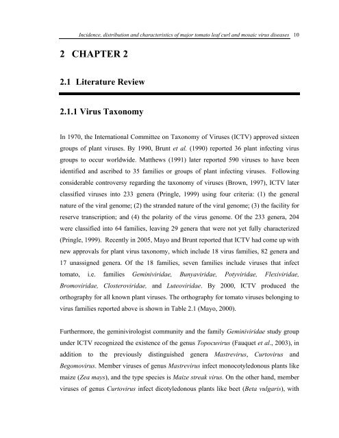 Incidence, Distribution and Characteristics of Major Tomato Leaf ...