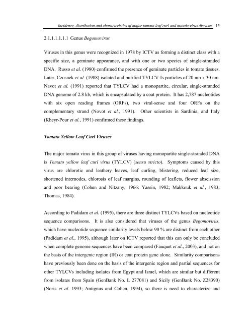 Incidence, Distribution and Characteristics of Major Tomato Leaf ...