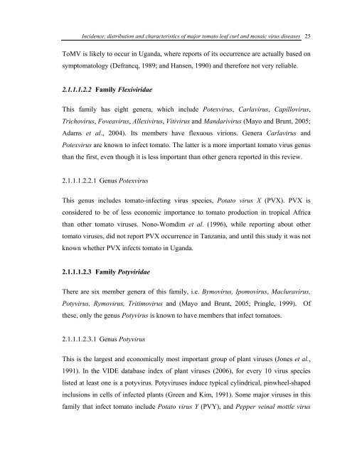 Incidence, Distribution and Characteristics of Major Tomato Leaf ...