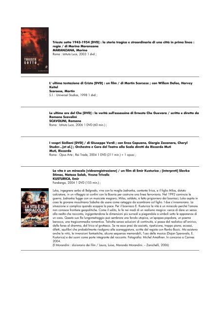 lista dvd aggiornata al 15 giugno 2010 - biblioteca comunale di ...