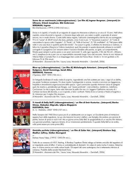 lista dvd aggiornata al 15 giugno 2010 - biblioteca comunale di ...