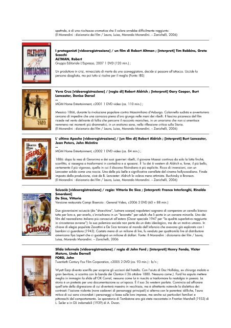 lista dvd aggiornata al 15 giugno 2010 - biblioteca comunale di ...