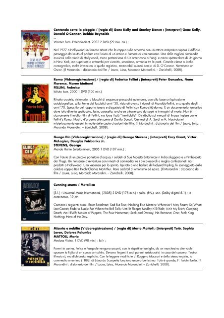 lista dvd aggiornata al 15 giugno 2010 - biblioteca comunale di ...