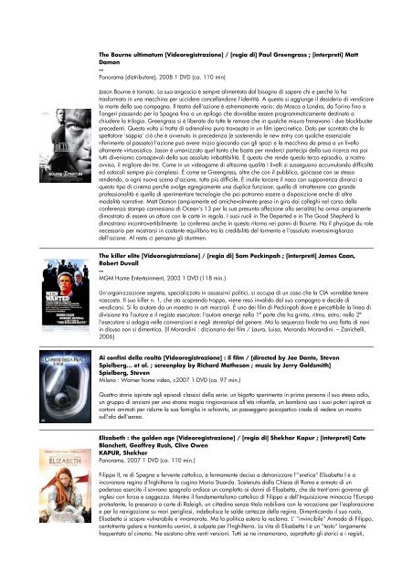 lista dvd aggiornata al 15 giugno 2010 - biblioteca comunale di ...