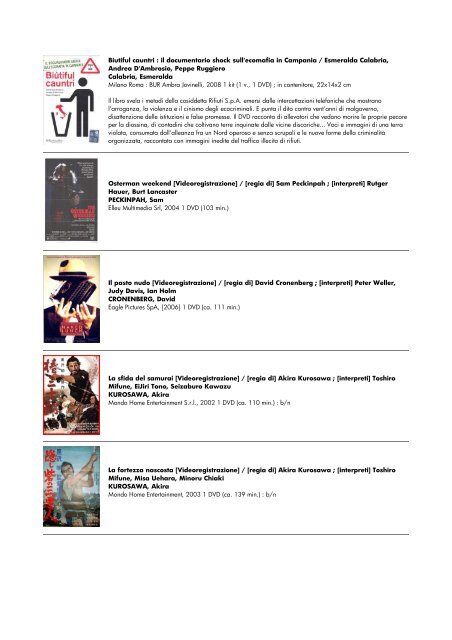 lista dvd aggiornata al 15 giugno 2010 - biblioteca comunale di ...