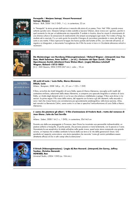 lista dvd aggiornata al 15 giugno 2010 - biblioteca comunale di ...