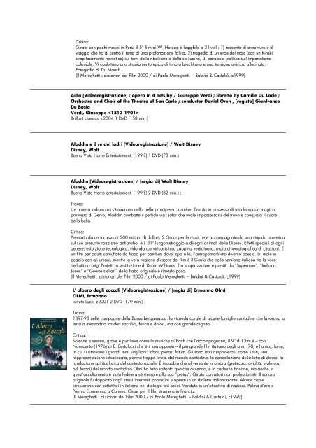 lista dvd aggiornata al 15 giugno 2010 - biblioteca comunale di ...