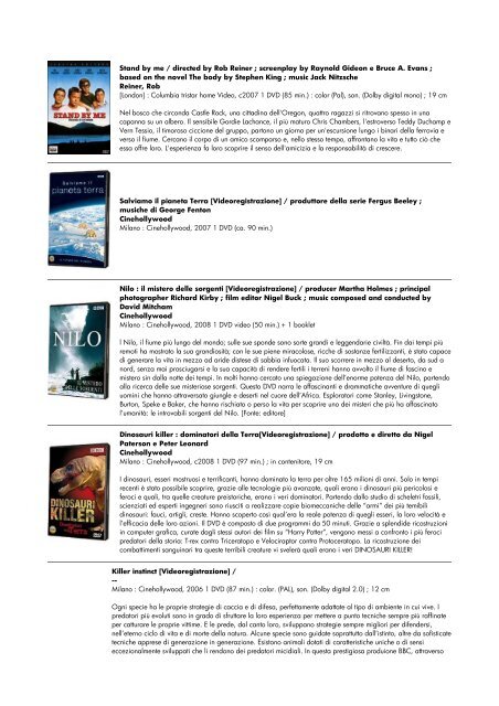 lista dvd aggiornata al 15 giugno 2010 - biblioteca comunale di ...