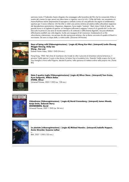 lista dvd aggiornata al 15 giugno 2010 - biblioteca comunale di ...