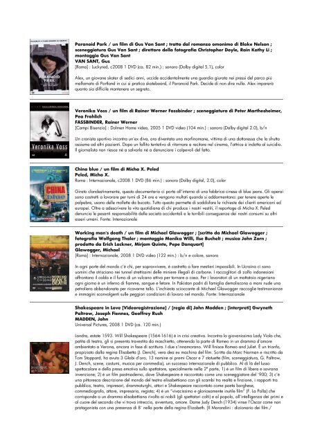 lista dvd aggiornata al 15 giugno 2010 - biblioteca comunale di ...