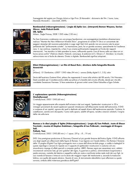 lista dvd aggiornata al 15 giugno 2010 - biblioteca comunale di ...