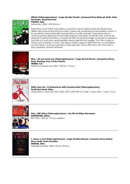 lista dvd aggiornata al 15 giugno 2010 - biblioteca comunale di ...