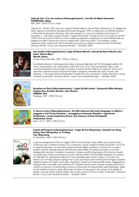 lista dvd aggiornata al 15 giugno 2010 - biblioteca comunale di ...