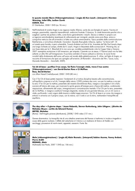 lista dvd aggiornata al 15 giugno 2010 - biblioteca comunale di ...