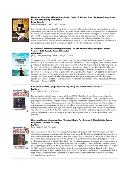 lista dvd aggiornata al 15 giugno 2010 - biblioteca comunale di ...