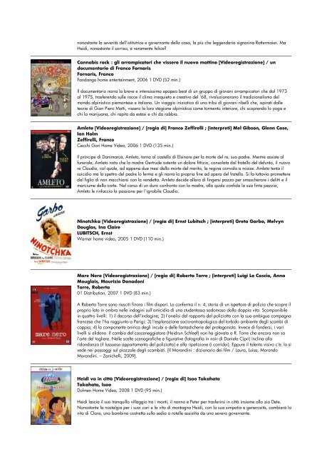 lista dvd aggiornata al 15 giugno 2010 - biblioteca comunale di ...