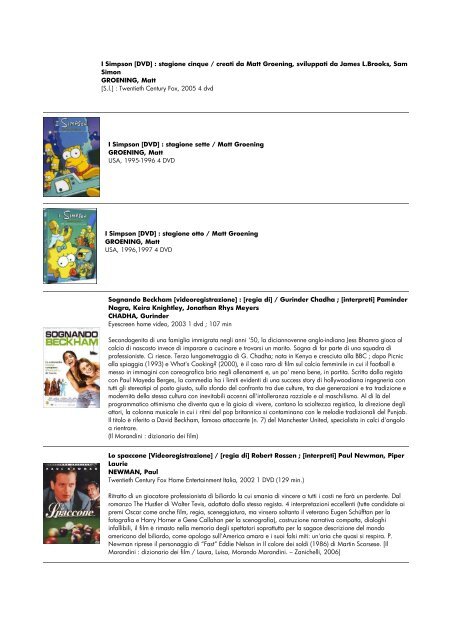 lista dvd aggiornata al 15 giugno 2010 - biblioteca comunale di ...