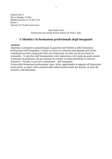 L'identità e la formazione professionale degli insegnanti - tntee