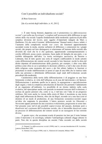 Com'è possibile un individualismo sociale? - Liceo Scientifico ...