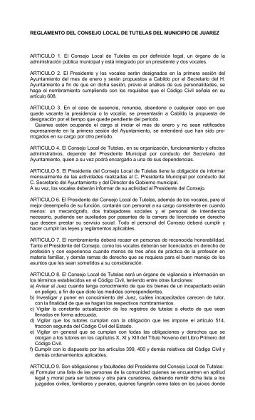 reglamento del consejo local de tutelas del municipio de juarez