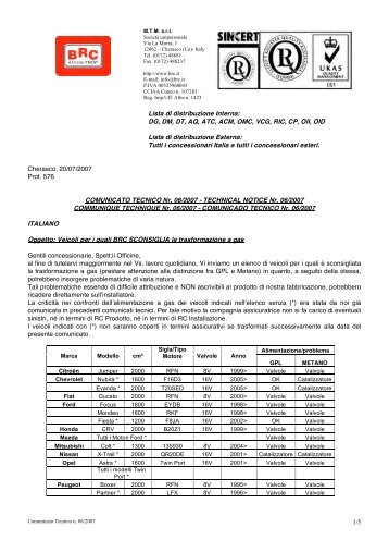 Lista di distribuzione Interna - BRC Gas Equipment