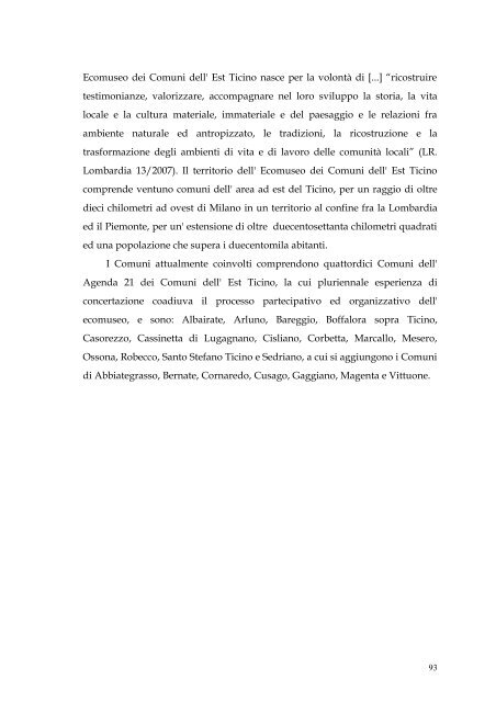 ecomusei e sviluppo locale - Agenda 21 Est Ticino