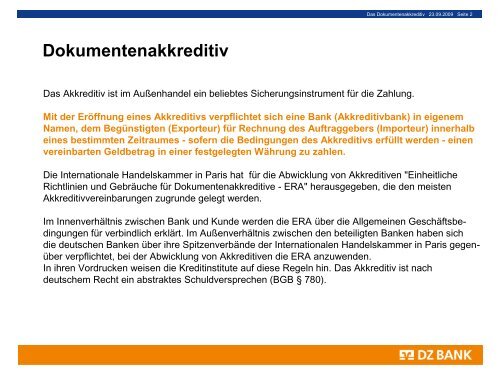 Dokumentenakkreditiv - Volksbank Remseck eG