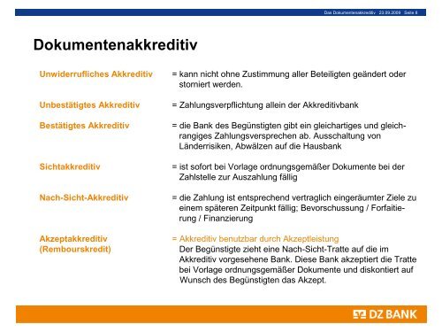 Dokumentenakkreditiv - Volksbank Remseck eG
