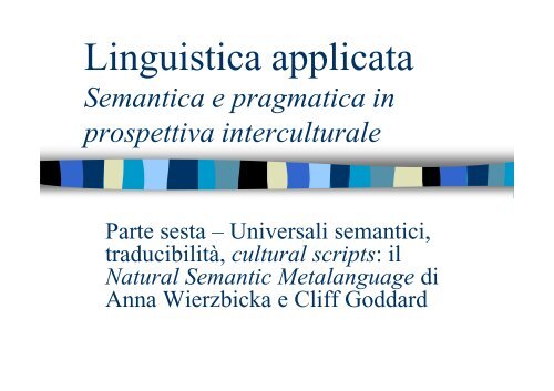 Natural Semantic Metalanguage - Scienze della Formazione