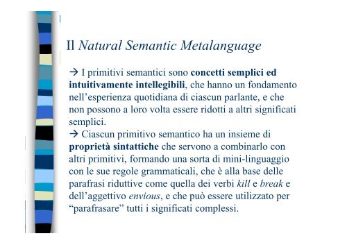 Natural Semantic Metalanguage - Scienze della Formazione