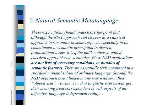 Natural Semantic Metalanguage - Scienze della Formazione