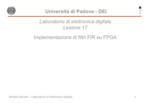 Implementazione di filtri FIR su FPGA - DEI