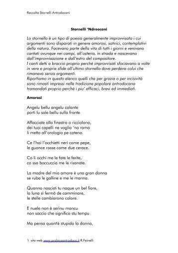 Raccolta Stornelli Antrodocani - Pro Loco Antrodoco