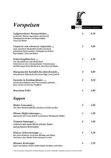 Vorspeisen - Hotel-Restaurant Bock