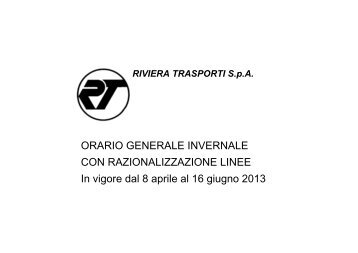 Orario Invernale dal 19-05-2013 - Riviera Trasporti SpA